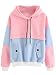 SweatyRocks Sweatshirt Women Colorblock Pullover Fleece Hoodie,Multicolor#1,X-Large