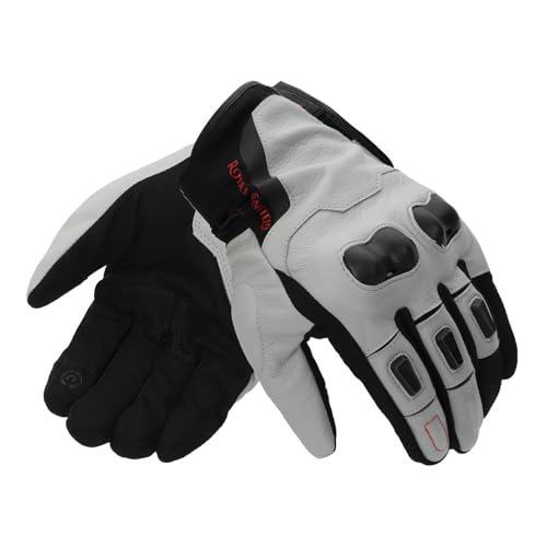Image of Royal Enfield PHOENIX GLOVES | Leather & Microsuede Hybrid | TPR Knuckle Protection | Perforated Ventilation | Touchscreen Ready | Reinforced Palm Grip | Neoprene Anti-Chafing Cuff BLACK S
