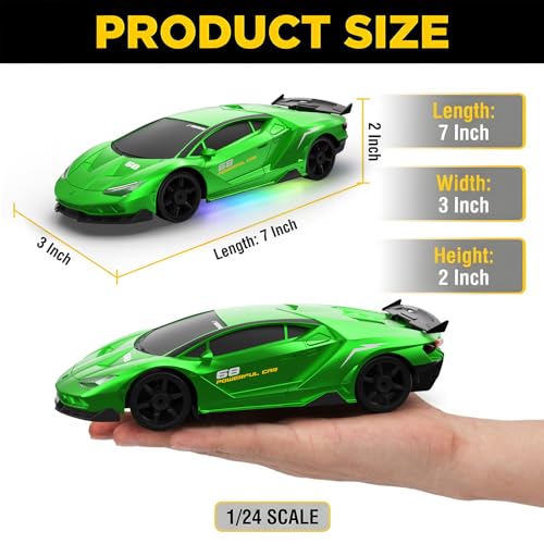Image of Remote Control Car RC Drift Car 2.4GHz 1:24 4WD 15KM /H High Speed Racing Sport Car with LED Lights Drifting Tire Racing Sport Toy for Adults Boys Girls Kids Gift