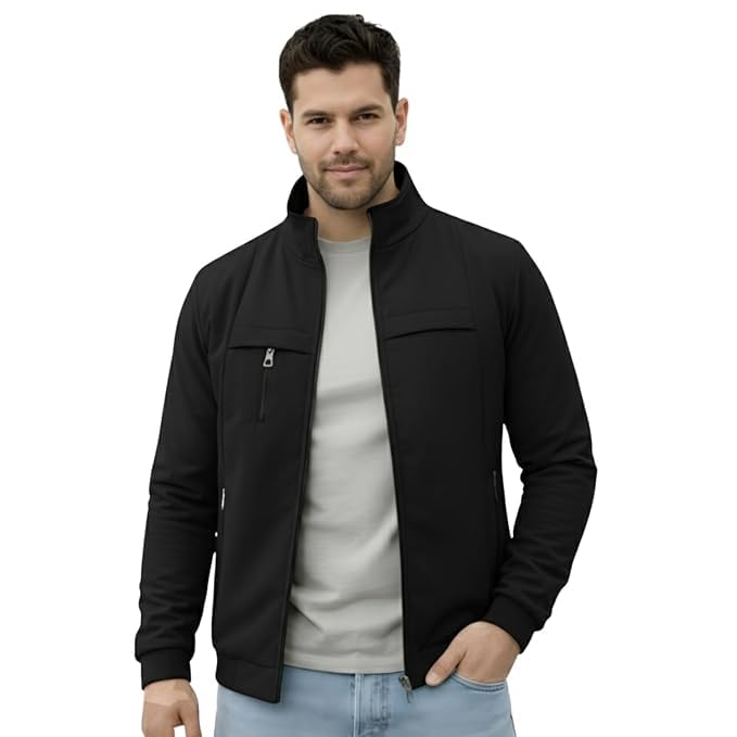 Image of NINQ Men's Jacket for Winter with High Neck & Full Zip | Stylish Jackets | Casual Wear Zipper Jacket for Men | Travel Friendly High Warmer Winter Jackets.