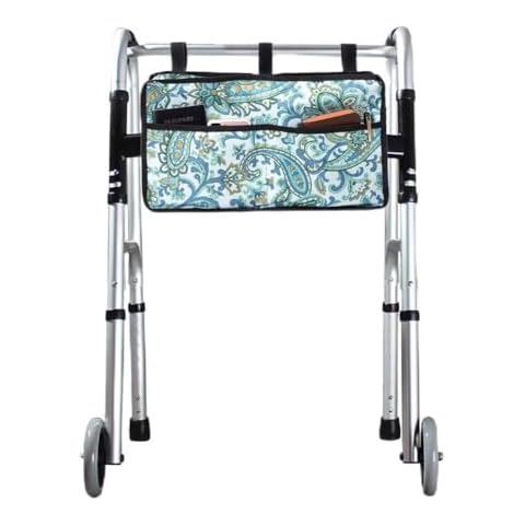 Walker Bag, Hands Free Walker Accessories Basket, Multi-Purpose Cell Phone,Water Bottle,Medicine Attachment Fits for Folding Walkers, Multiple Pockets Tote Caddy Pouch for Elderly Cover