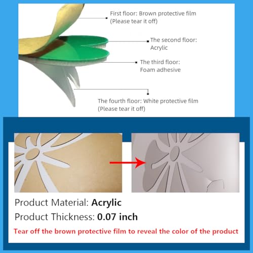 Wall Stickers Flower Mirror - 3D Wall Art for Living Room Family Wall Decals Mirror Wall Sticker Home Decorations for Office Sofa Bedroom Wall Mirror Stickers Home Decor (Silvery XS:15 * 23 inch)