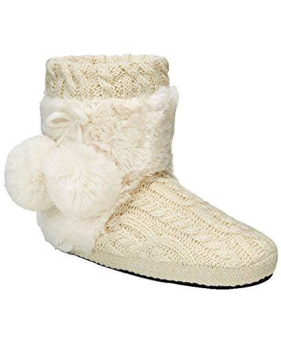 MUK LUKS Women's Coralee Boot Slippers (Ivory,L)