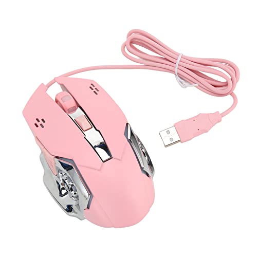 Ratón para juegos rosa con clics silenciosos y DPI ajustable para PC 7