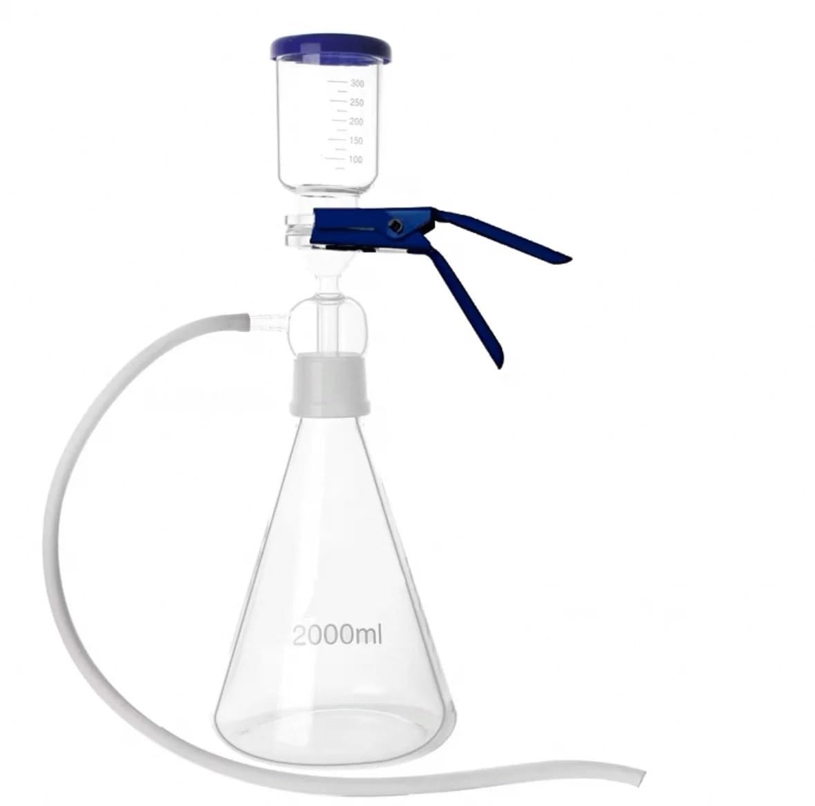 Aparato de filtración de 2000 ml con núcleo de de vidrio y filtro de vacío, matraz receptor de 300 ml.