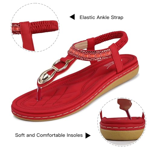Image of SHIBEVER Flat Sandals for Women Dressy: Comfortable Thong Slip On Sandal