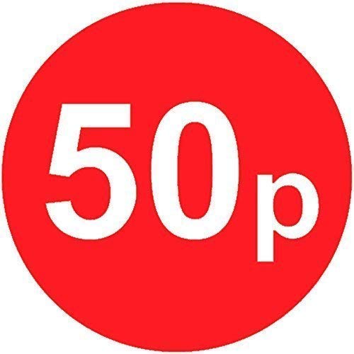 Pack of 500-20mm Price Stickers - Choose from 10p to £15 - Bright Red - Many Prices to Choose from (50p - Red)
