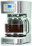 Taylor Swoden 12-Cup Programmable Coffee Maker, Regular & Strong Brew Drip Coffee Machine for Home and Office, Glass Carafe, Pause & Serve, Auto Shut Off, Green & Stainless Steel