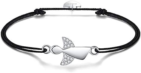 F.ZENI Women Bracelet Guardian Angel 925 Sterling Silver Bracelets Lucky Charms for Women and Girls 24cm Adjustable Handwork Braided