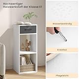 WOLTU Bücherregal mit 3 Ebenen, Standregal mit 1 Stoffschublade 2 Würfeln, offenes Regal, Aufbewahrungsregal klein, für Wohnzimmer Schlafzimmer Kinderzimmer, 32,4x80x30 cm, weiß, SK055ws