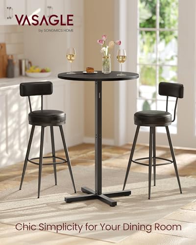Image of VASAGLE Round Cocktail Table, Set of 2, High Top Bar Pub Table with Metal Frame and Cross Base, for 2-3 People, Modern, Easy to Assemble, 23.6 x 41.1 Inches, Ebony Black ULBT361B01-2J