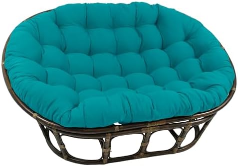 Amazon.com: Rattan Double Papasan Chair with Twill Cushion (Aqua Blue ...