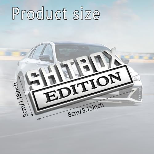 Image of Shit Box Edition Emblem, Car Exterior Emblems Badge 3D Sticker Decal, Shit Box Edition Emblem 3D Letter Sticker, 3D Fender Badge Decal Car Truck Replacement for All Cars