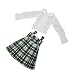 Fortune Days Oringinal Design Doll Clothes- Snow White Cotton Long Sleeves Shirt + Dark Green Kilt, Doll Dress for Blythe Doll or ICY Doll ACCS