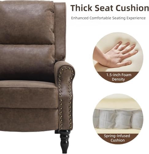 Image of Leather Recliner Chair with Adjustable Backrest & Footrest, Brown
