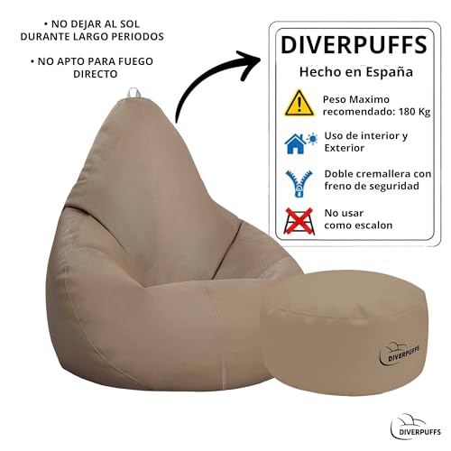 Miniatura 9 de Diverpuff Puff Pera Xxl Taupe Exterior Con Reposapiés Y Relleno Incluido Ultra Cómodo Para Leer Jugar O Descansar Ideal Para Niños Y Adultos Diseño Interior Exterior Antiestrés Uso Diario Salón