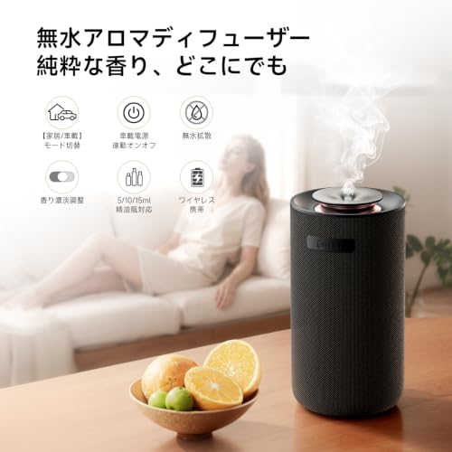 Nimin 車 アロマディフューザー 芳香剤 水なし 車家両用 エンジン連動ON/OFF