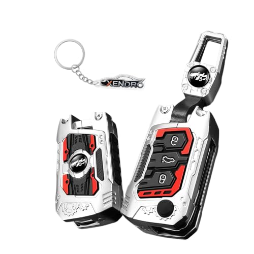 Funda para llave de coche VW y SEAT en metal y silicona que protege contra caídas en color plata
