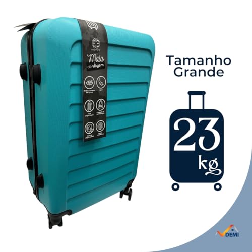 Kit 3 Malas de Viagem 23kg, 10Kg e Frasqueira 14 Polegadas Bolsa de Mão c/Trava de Senha FIbra Rígid