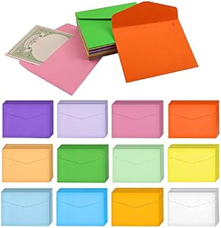WACH AUF 60 PCS Small Envelopes 4.6 x 3.2 Inch Coloured Envelopes Mini Envelopes, Multi Color Mini Envelope Tiny Envelopes for Christmas, Thanksgiving, Wedding, Birthday Party Supplies(12 Colors)