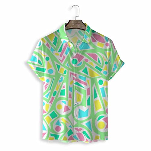 Chemise de plage pour hommes boutonnée à motif tropical vert et confortable
