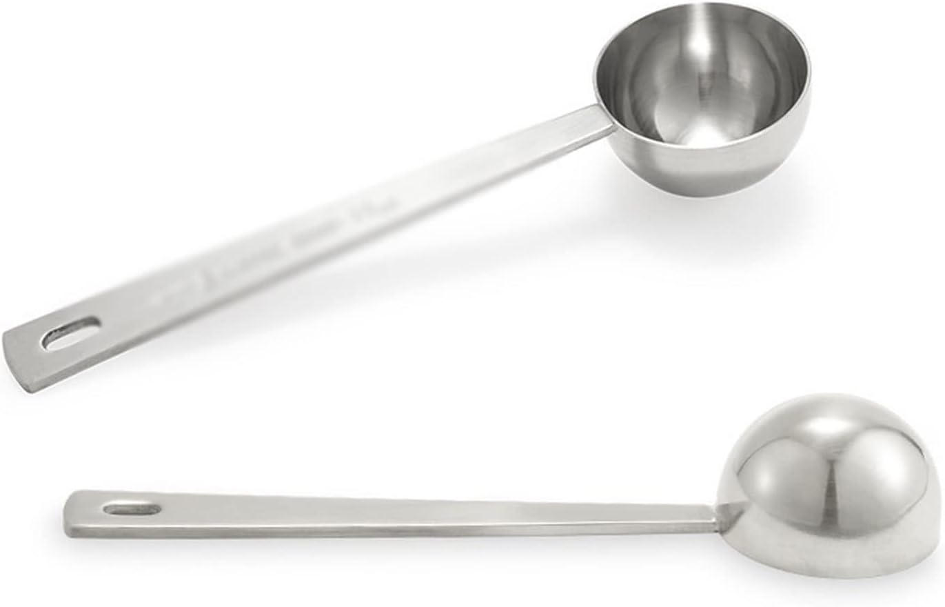 cs Cooking Spoons Protein Tea Coffee Scoop 2 in 1 Multipurpose Durable Stainless Steel Coffee Tamping Measuring Spoons Cafe Supplies，2 Pcs