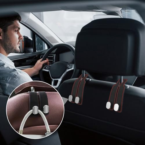 Newpop 2 Stück Autositz Doppelhaken Rückenhaken, Taschenhalter Auto, Kopfstützenhalterung, Auto Haken Kopfstütze, Taschenhaken Rücksitz Aufbewahrungshaken, Kopfstützenhaken, Kopfstützen Rücksitzhaken