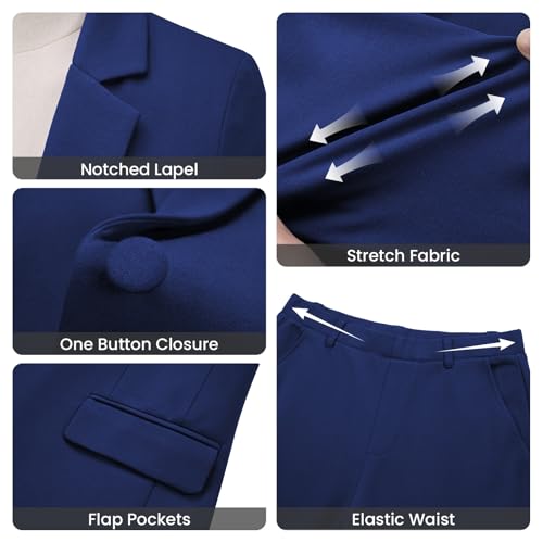 Kelyaa Women's 2 Piece Suit Set Business Casual Slim Fit One Button Blazer and Pant Suit for Office Work Professional Outfits,Navy 12-14