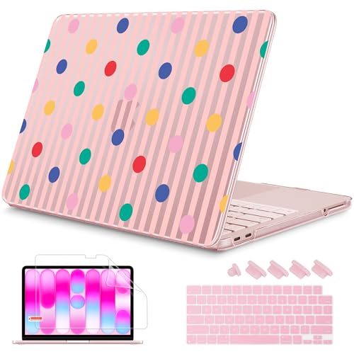 Funda MacBook Neo 13 2026 para estudiantes y creativos carcasa con rayas rosas modelo A3404