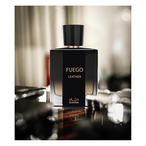 Image of RAYAN Fuego Leather Perfume for Men - Long Lasting Arabian Eau De Parfum, 100mL (3.34 Fl oz) Men Perfume with Bergamot, Lavender, Vetiver, Sandalwood & Amber - Ideal Gift for Father's Day