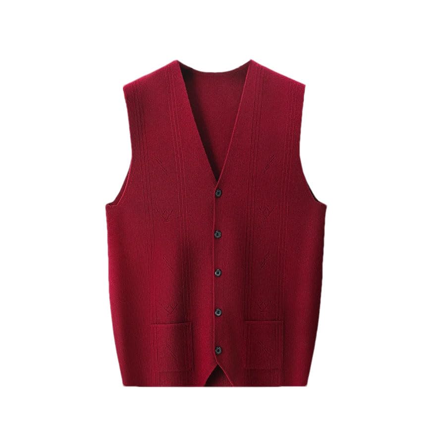 Men's Knit Vest Button V-Neck Sleeveless Sweater Warm Top Thick Western Vests Casual Business