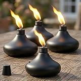 SNOGSWOG Upgraded Tabletop Torches Set of 4, 24.5 oz Citronella Candles for Outdoor, Metal Table Top Torches for Outside, Refillable Torch Lanterns for Patio, Yard, Deck, Garden, Party