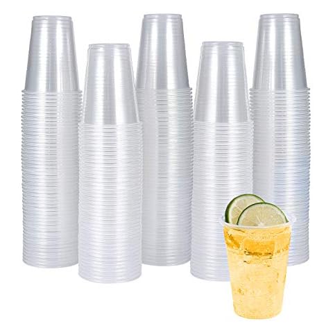 Turbo Bee 300 Pack 7 OZ Clear Plastic Cups，Disposable Drinking Cups,7 Ounce Cups-Party Cups Water Cups Ideal for Whiskey, Drinking Tasting Cover