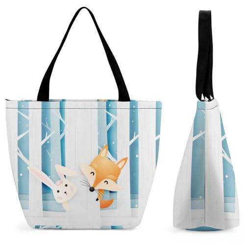Sac à bandoulière Renard Lapin grand volume pour shopping et voyage de femme