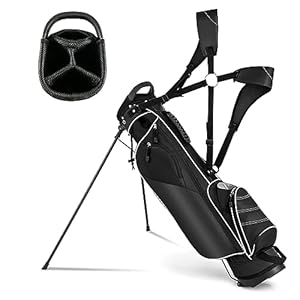 Golf Stand Bag, Portable Golf Clubs Bag w/4 Way Dividers, 4 Pockets, Adjustable Shoulder Straps, Pencil Golf Bag w/ 2 Non-Slip Stand, Lightweight Golf Bag for Men Women