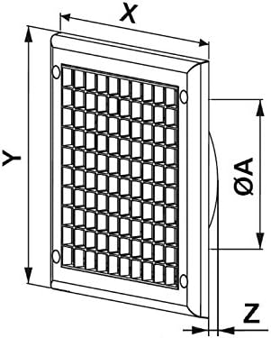 Ducting Ventilation Cover 100mm / 4" Wall/Ceiling Air Vent Grill 190mm x 190mm with Fly Screen/Net/Mesh TP3 - Image 3