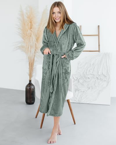 NY Threads Bata con cuello chal para mujer, ropa de dormir suave y acogedora, Mediano, Gris Acero - imagen 6