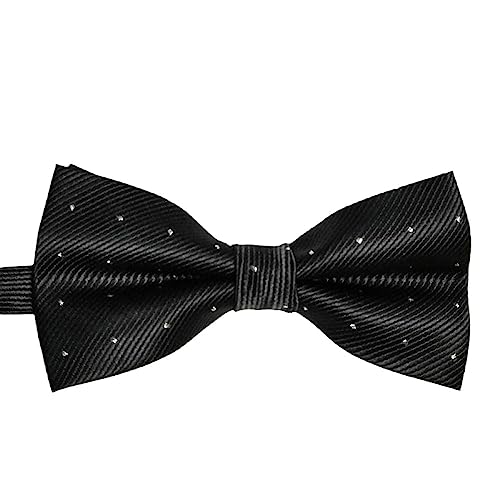 Everyiod Vlinderdas voor heren voor huwelijksfeest, verstelbare eenvoudige zwarte vlinderdas met witte vlekken, geschikt voor pakken bruiloft formele zakelijke feestceremonies banket bal, Zwart, Eén