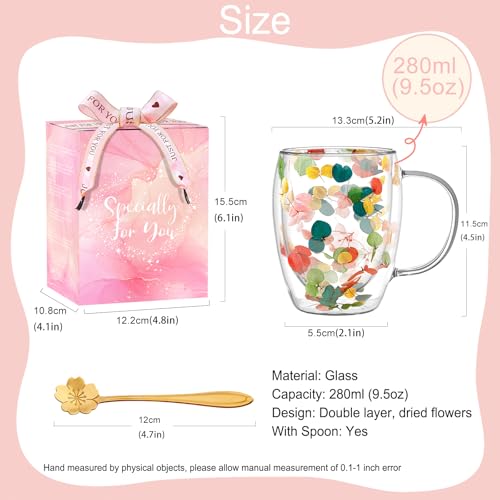 Taza de vidrio doble capa con flores secas 280 ml miniatura 6