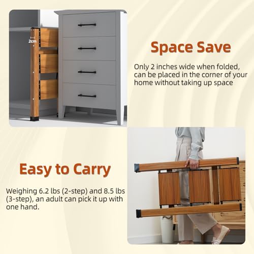 2stepladderfoldingstepstoolwithantislipsturdyandwidepedallightweight330lbsportablealuminumwoodgrainshelfforhouseholdandkitchenspacesaving Urban Country Home Decor 2 step ladder folding step stool with anti slip sturdy and wide pedal lightweight 330lbs portable aluminum woodgrain shelf for household and kitchen space saving urban country home decor