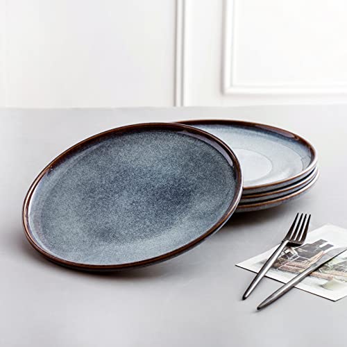 Unicasa Ceramic Large Dinner Plates - 11 Inch Dessert, Salad Plate Set Of 4 For Steak, Pasta, Dinnerware Sets, Scratch Resistant - Porcelain Serving Dishes, Dishwasher, Microwave & Oven Safe (Blue) #TOP3