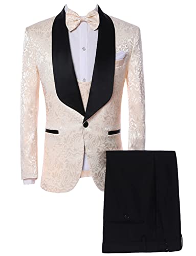 Smoking 3 pièces hommes Ulnomio avec blazer jacquard et gilet élégant
