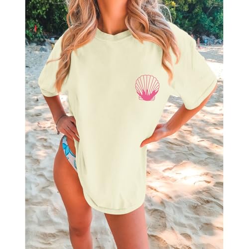 Image of Hawaiian T Shirts for Women Oversized Aesthetic Hibiscus Flower Beach Shirt Teens Preppy Tropical Graphic Tee Tops