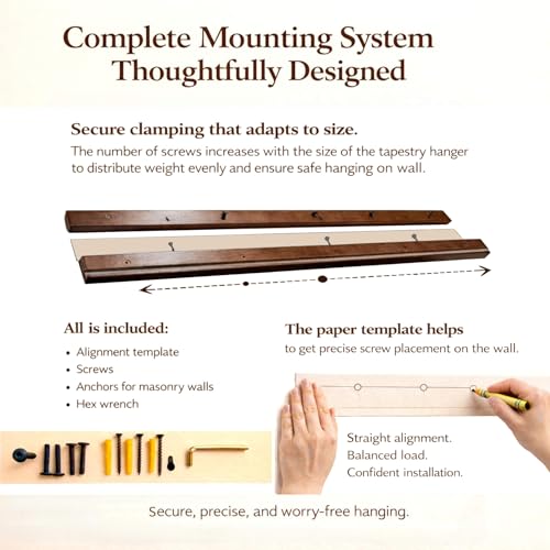 Image of DACRI HOME 36-Inch Quilt Hanger for Wall Display, Solid Teak Quilt Rack