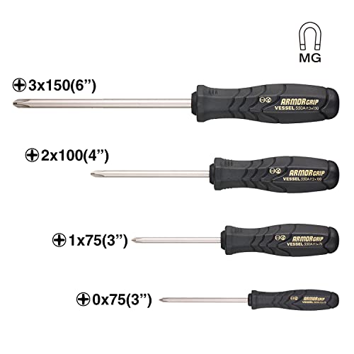 Vessel - Armor Grip™ Screwdriver Cross Point 4Pc. Set (Jisdrive) No.550Aph4Pbu #TOP2