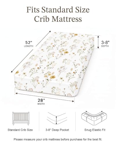 Image of Crib Sheets for Boys and Girls, 2 Pack Fitted Baby Sheets for Standard Toddler Mattress 28 inch x 52 inch, Soft Breathable Jersey Knit Baby Bedding (Cottage Cow)