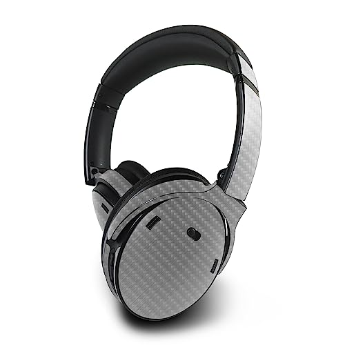 Image of MightySkins Carbon Fiber Skin Compatible with Bose QuietComfort 45 Headphones Cold Steel | Protective, Durable Textured Carbon Fiber Finish | Easy to Apply | Made in The USA