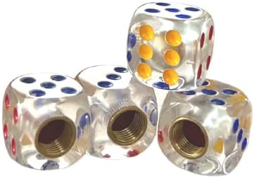 4 tapas universales para válvulas de aire para neumáticos, con forma de dados, para automóviles, SUV, bicicletas, camiones (transparente)
