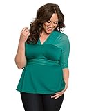 Kiyonna Women's Plus Size Pretty Peplum Mesh Top
