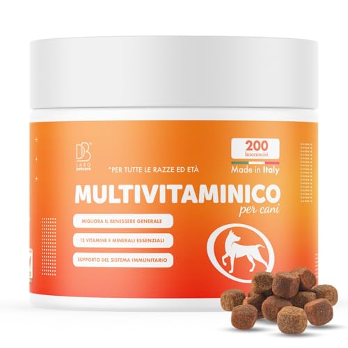 Db Labo Multivitaminico Cane 200 Bocconcini Per Facile Assunzione - Integratori per Cani Completi - 15 Vitamine per Cani e Minerali Essenziali - Integratori per Cane Pelle e Pelo, Sistema Immunitario
